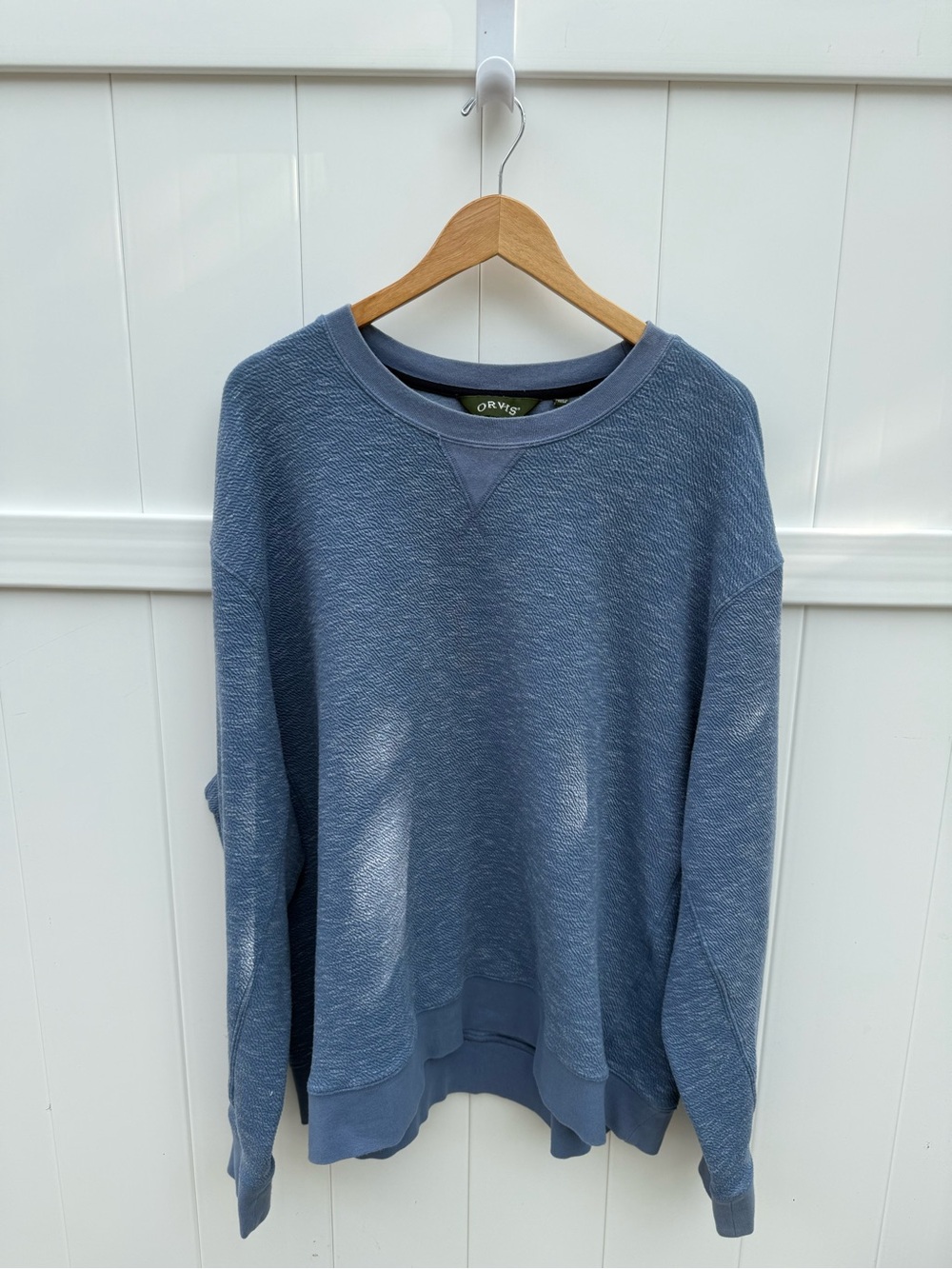 Orvis Men's Slate Blue Textured Crew Sweatshirt